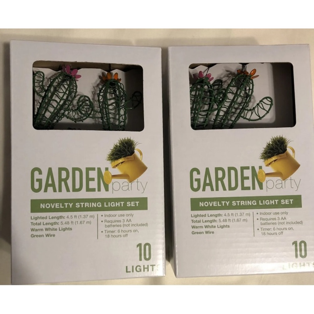 Garden Party Cactus Novelty String Light Set Warm White Battery Powered …